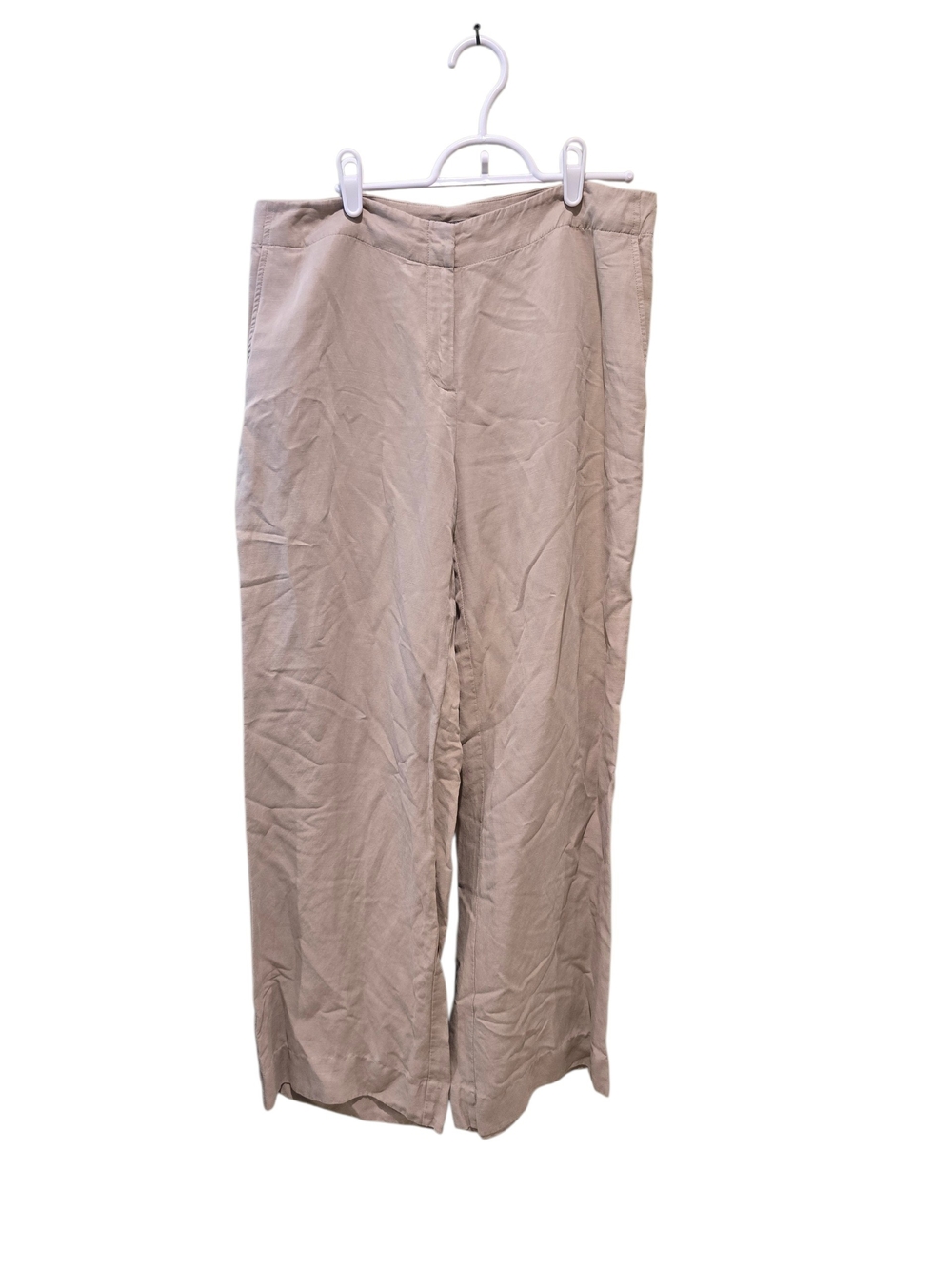 J. Jill Khaki Silk/Linen Blend Wide Leg Flat Front Pants Size 10